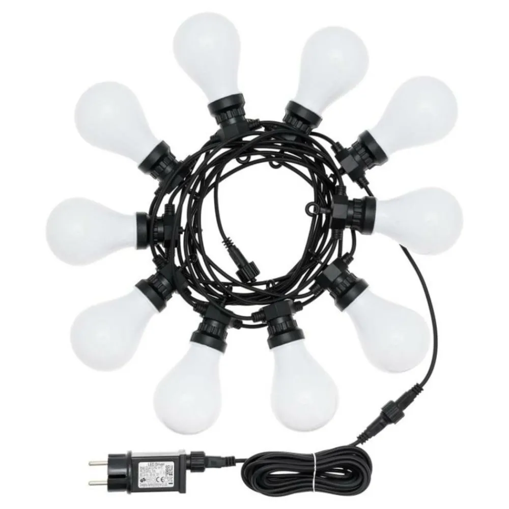 Lotti Eclairage D’Extérieur | - Guirlande guinguette design 10 ampoules goutte 5,5m prolongeable