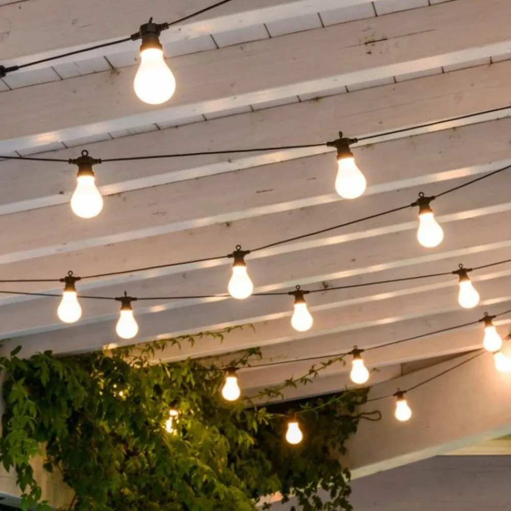 Lotti Eclairage D’Extérieur | - Guirlande guinguette design 10 ampoules goutte 5,5m prolongeable