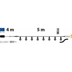 Lotti Eclairage D’Extérieur | - Guirlande guinguette extérieure basse tension 5m 10 led e27 a60 filament blanc chaud 36v prolongeable