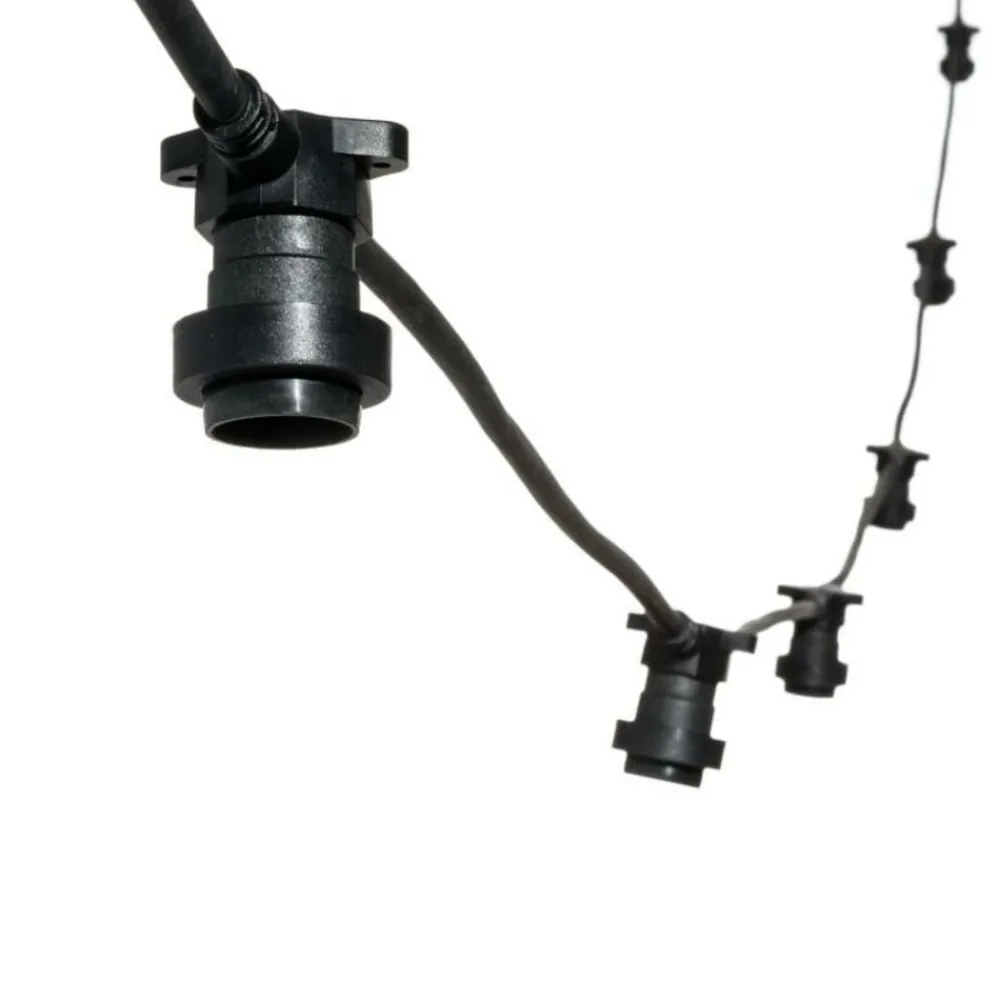 Lotti Eclairage D’Extérieur | - Guirlande guinguette 5m 8 douilles e27 câble noire prolongeable ip44 luxa 230v