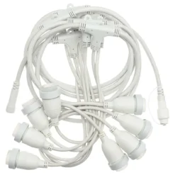 Lotti Eclairage D’Extérieur | - Guirlande guinguette stalactite 5m hauteur 70cm 8 douilles e27 cable blanc luxa 230v ip44