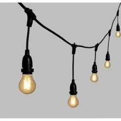 Lotti Eclairage D’Extérieur | - Guirlande guinguette stalactite 5m hauteur 30cm 8 douilles e27 cable noir luxa 230v ip44