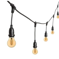 Lotti Eclairage D’Extérieur | - Guirlande guinguette stalactite 5m hauteur 30cm 8 douilles e27 cable noir luxa 230v ip44