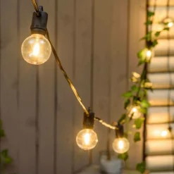 Lotti - Guirlande guinguette solaire 5m 12 ampoules g40 e12 filament led blanc chaud Discount