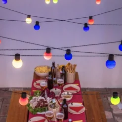 Lotti Eclairage D’Extérieur | - Guirlande lumineuse guinguette multicolore 10m 20 globes led pas cher