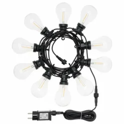 Lotti Eclairage D’Extérieur | - Guirlande lumineuse style guinguette 5m 10 ampoules poire led filament blanc chaud prolongeable 24v