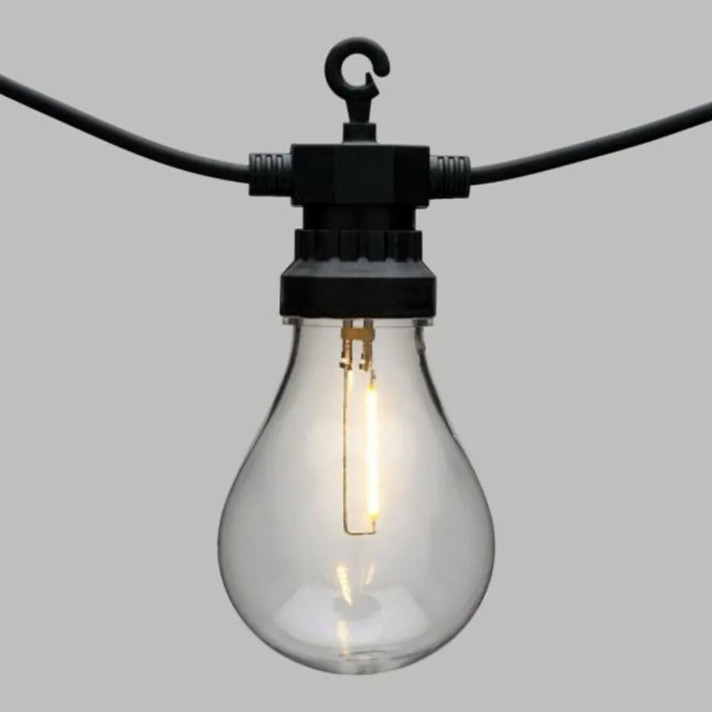 Lotti Eclairage D’Extérieur | - Guirlande lumineuse style guinguette 5m 10 ampoules poire led filament blanc chaud prolongeable 24v