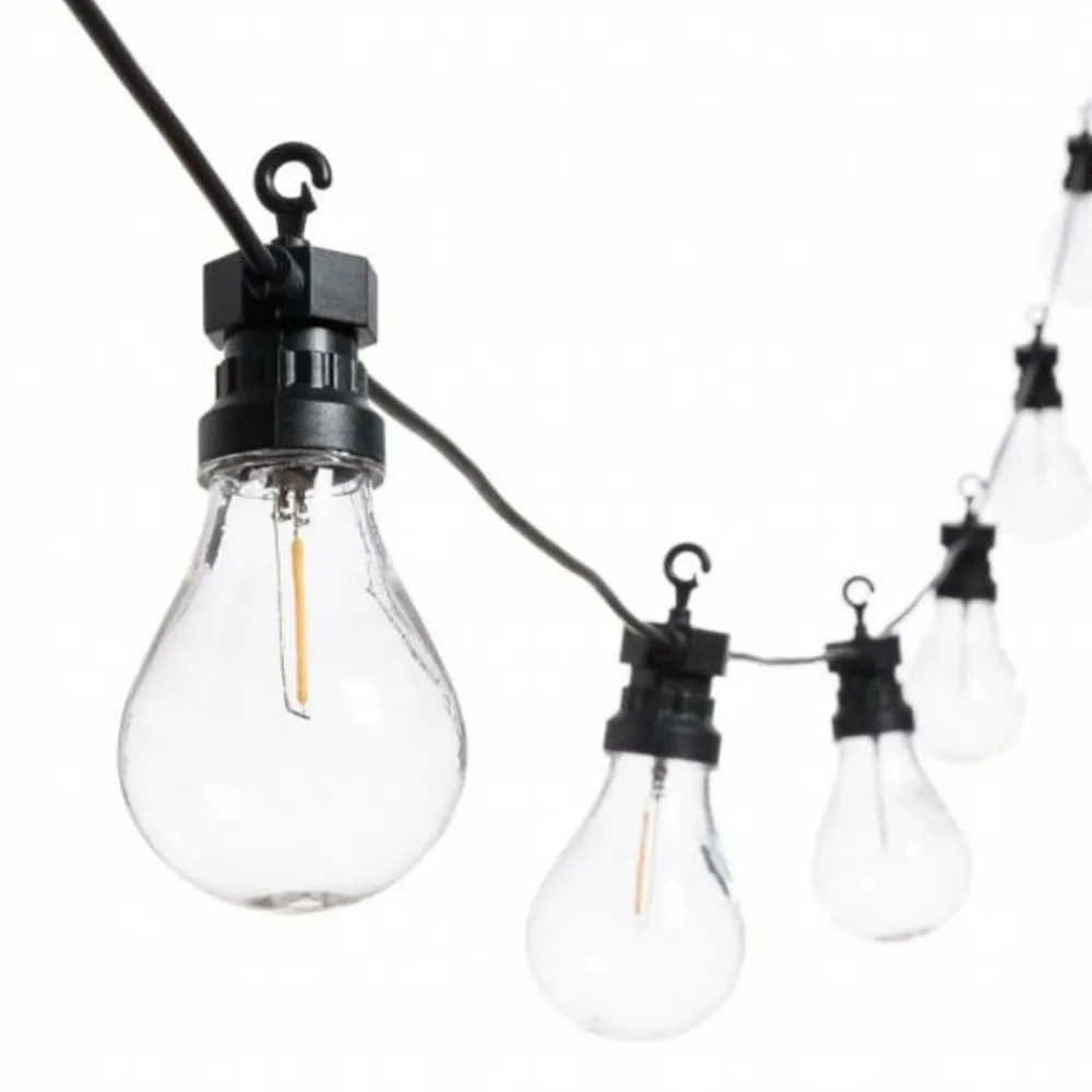 Lotti Eclairage D’Extérieur | - Guirlande lumineuse style guinguette 5m 10 ampoules poire led filament blanc chaud prolongeable 24v