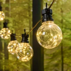 Lotti Eclairage D’Extérieur | - Guirlande style guinguette vintage 5m 10 globes g80 fil lumineux micro led blanc chaud 31v