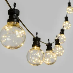 Lotti Eclairage D’Extérieur | - Guirlande style guinguette vintage 5m 10 globes g80 fil lumineux micro led blanc chaud 31v