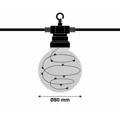 Lotti Eclairage D’Extérieur | - Guirlande style guinguette vintage 5m 10 globes g80 fil lumineux micro led blanc chaud 31v