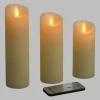 Lotti Bougies, Senteurs Et Bien-Être | - Lot de 3 bougies cylindriques ø5,2cm cire couleur ivoire finition rustique rustic led blanc chaud