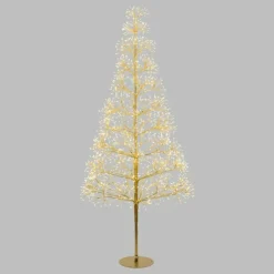 Lotti Eclairage D’Extérieur | - Sapin lumineux rich champagne h180cm 1800 microled flashled avec rameaux
