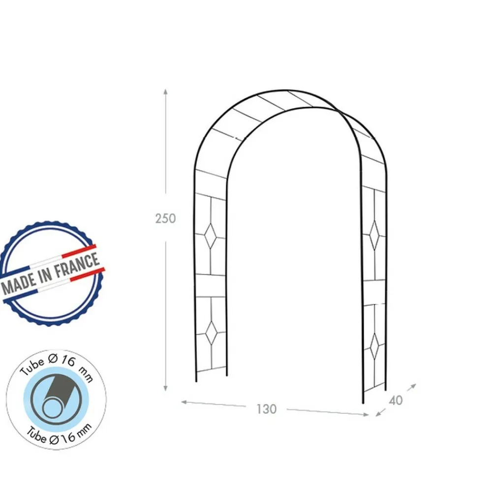 Louis Moulin - Arche basics tube rond 16 vitrail - 130x40x250 cm - noir