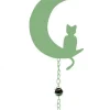 Louis Moulin Objets De Décoration | - Carillon en forme de chat et de lune avec perles - vert pale