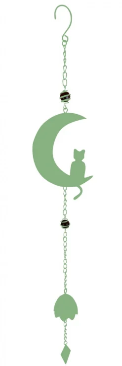 Louis Moulin Objets De Décoration | - Carillon en forme de chat et de lune avec perles - vert pale
