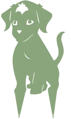 Louis Moulin - Figurine à piquer en forme de chiot - 20x36,5cm - vert pâle