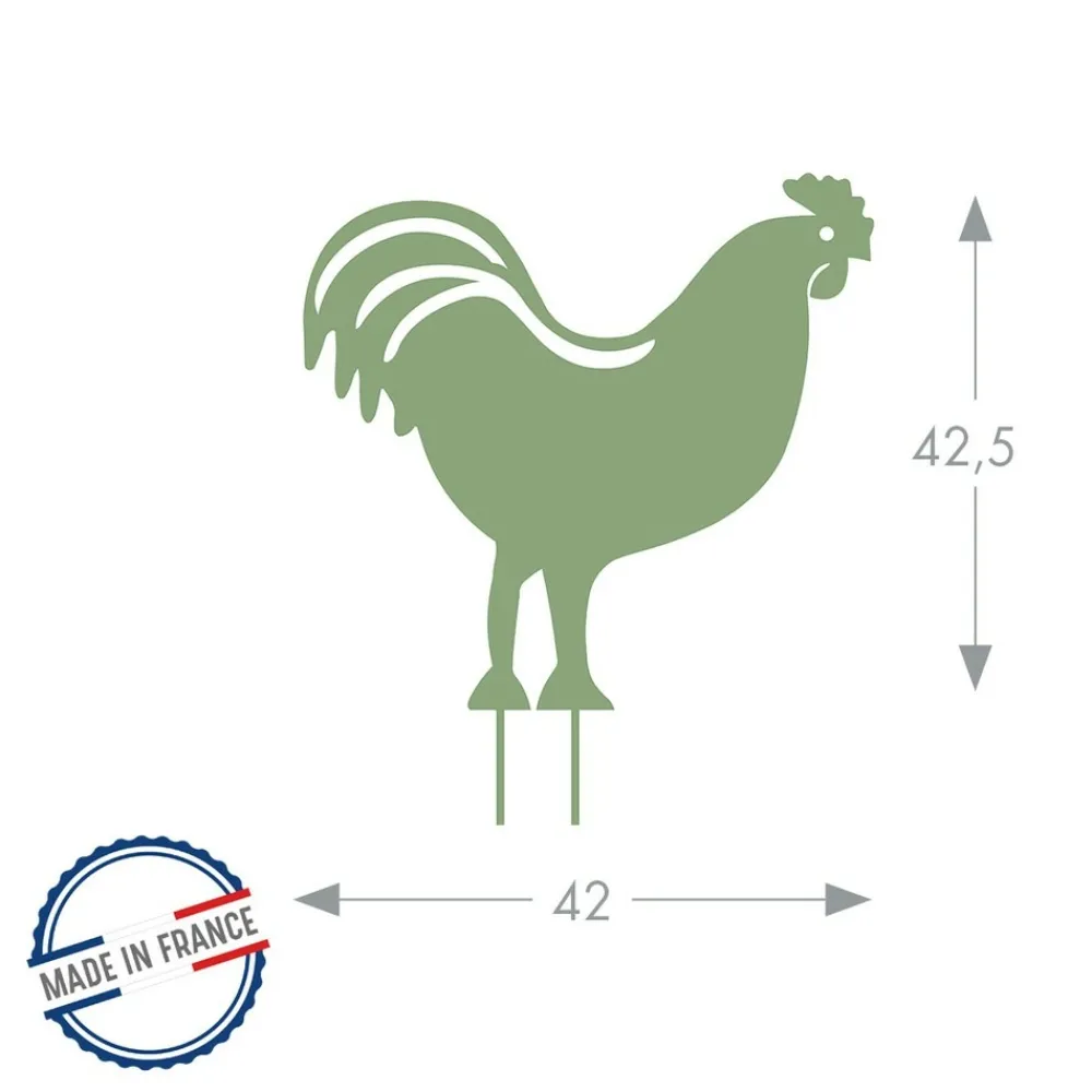 Louis Moulin - Figurine à piquer coq - 42,5x42 cm - vert clair Outlet