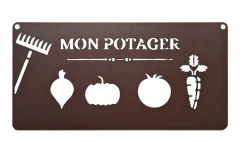 Louis Moulin - Pancarte décorative en métal "mon potager - 25x12,5cm - fer vieilli Discount