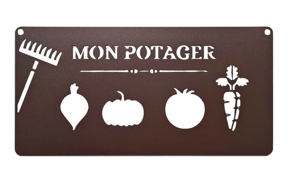 Louis Moulin - Pancarte décorative en métal "mon potager - 25x12,5cm - fer vieilli Discount