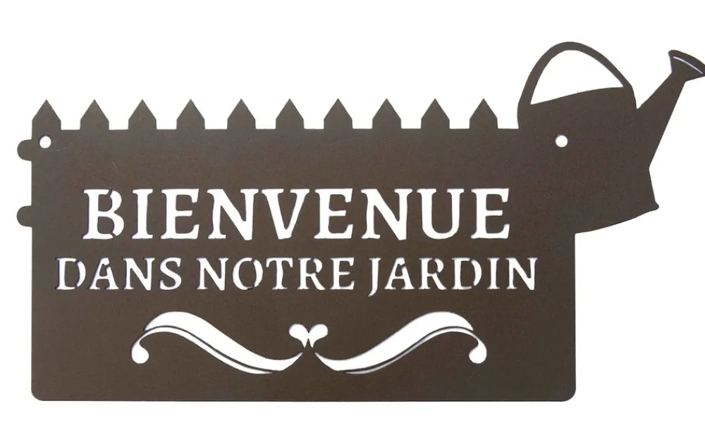 Louis Moulin - Pancarte décorative en métal "bienvenue" - 31x16,5cm - fer vieilli Outlet