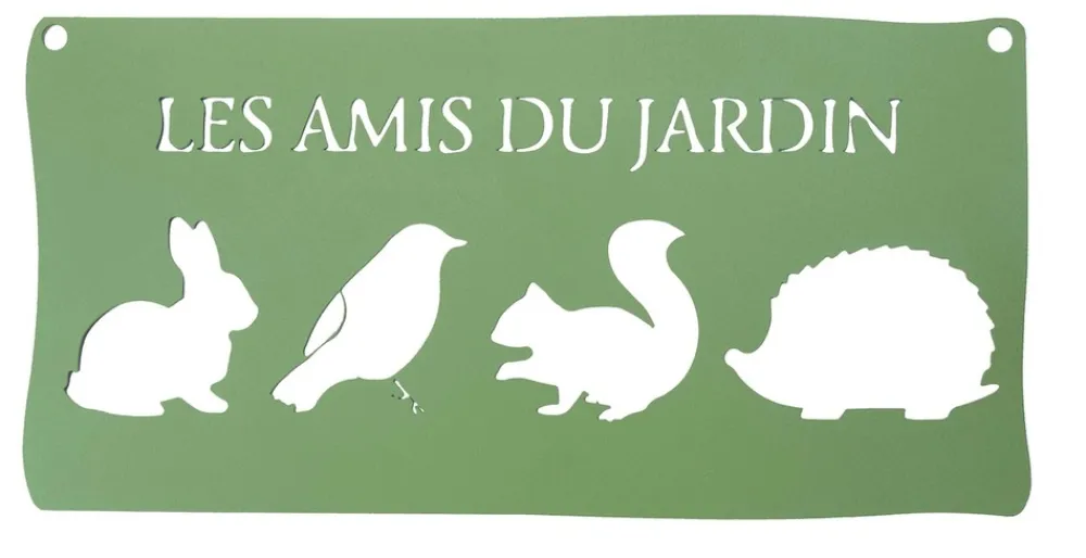 Louis Moulin - Pancarte décorative en métal "les amis du jardin" - 25,5x12,5cm - vert pâle Clearance