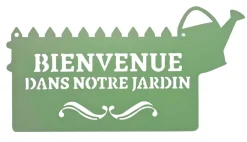 Louis Moulin - Pancarte décorative en métal "bienvenue" - 31x16,5cm - vert pâle New