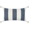 Lovely Casa Objets De Décoration | - - coussin à bandes bleues à pompons