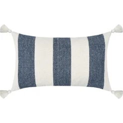 Lovely Casa Objets De Décoration | - - coussin à bandes bleues à pompons