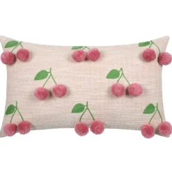 Lovely Casa Objets De Décoration | - - coussin avec cerises en relief pompons