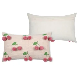 Lovely Casa Objets De Décoration | - - coussin avec cerises en relief pompons