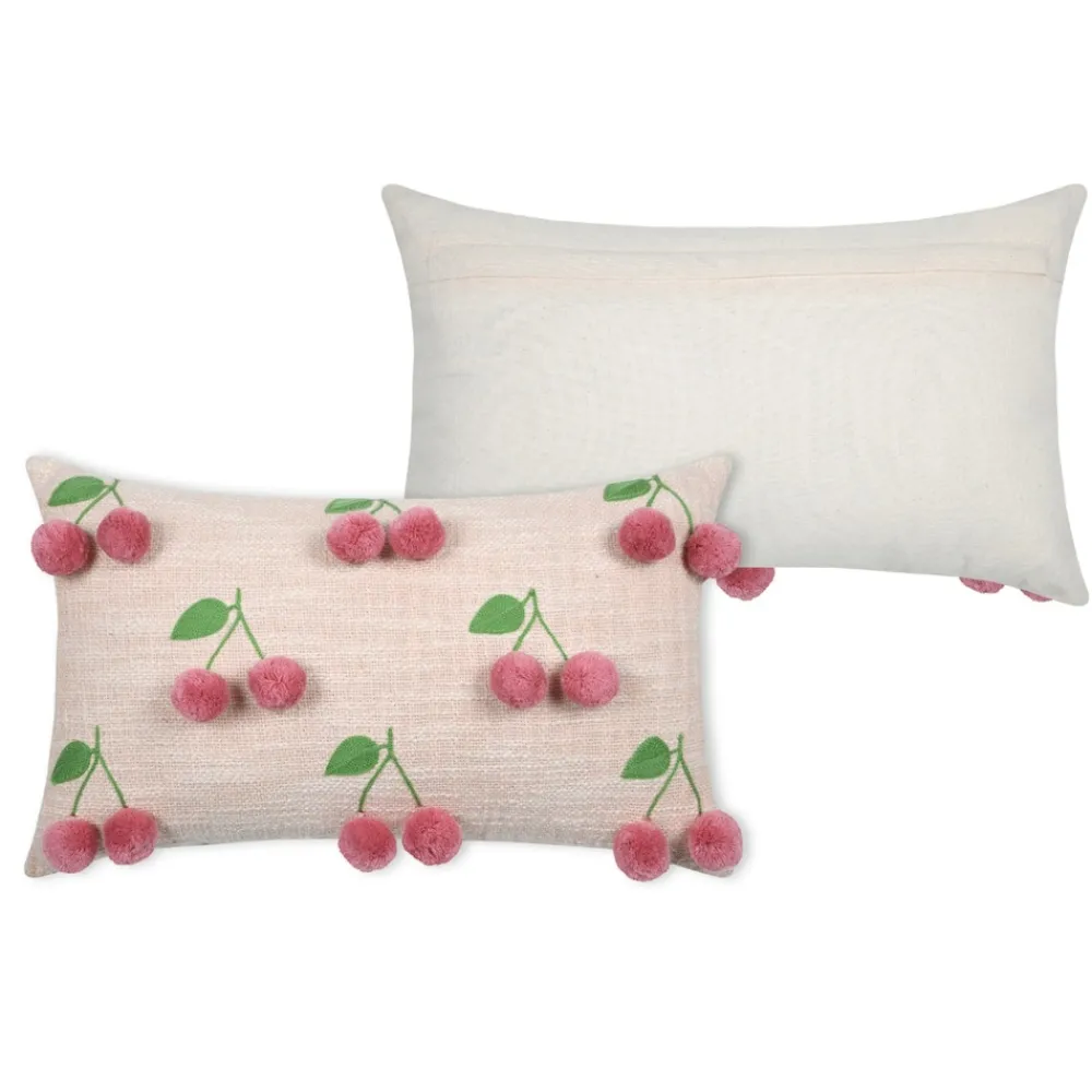 Lovely Casa Objets De Décoration | - - coussin avec cerises en relief pompons