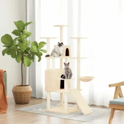 Maison Exclusive Arbres À Chat Et Jouets | - Arbre à chat avec griffoirs en sisal crème 154 cm