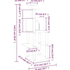 Maison Exclusive - Arbre à chat avec griffoirs en sisal gris foncé 144,5 cm Hot