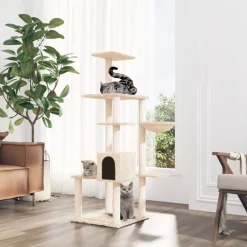 Maison Exclusive - Arbre à chat avec griffoirs en sisal crème 142 cm Best