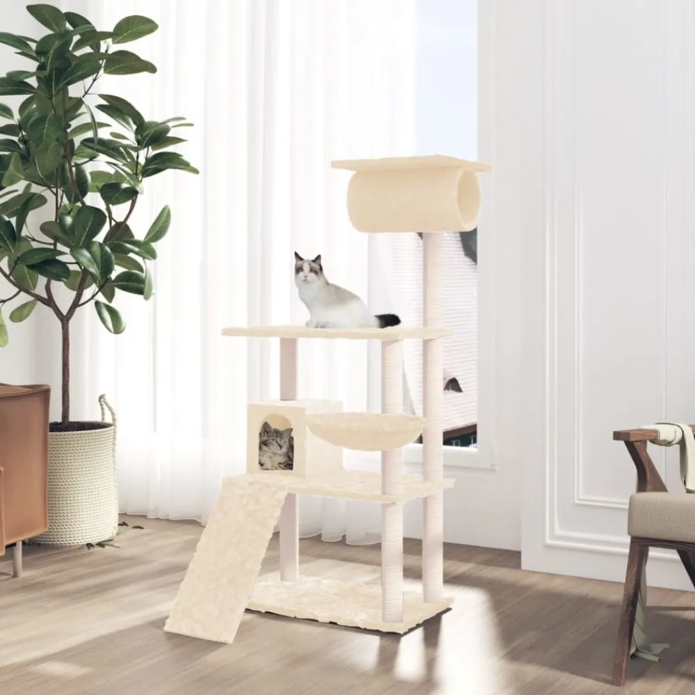 Maison Exclusive Arbres À Chat Et Jouets | - Arbre à chat avec griffoirs en sisal crème 180 cm