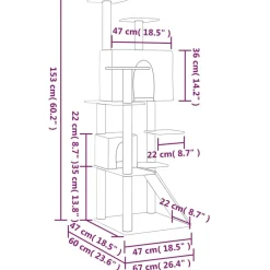 Maison Exclusive Arbres À Chat Et Jouets | - Arbre à chat avec griffoirs en sisal gris clair 153 cm