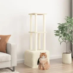 Maison Exclusive Arbres À Chat Et Jouets | - Arbre à chat avec griffoirs en sisal crème 133,5 cm