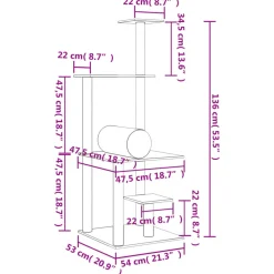 Maison Exclusive Arbres À Chat Et Jouets | - Arbre à chat avec griffoirs en sisal crème 136 cm