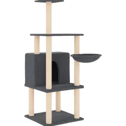 Maison Exclusive - Arbre à chat avec griffoirs en sisal gris foncé 132 cm Hot