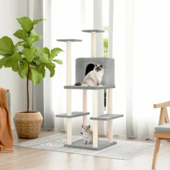 Maison Exclusive - Arbre à chat avec griffoirs en sisal gris clair 144,5 cm Clearance