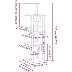Maison Exclusive Arbres À Chat Et Jouets | - Arbre à chat avec griffoirs en sisal crème 95 cm