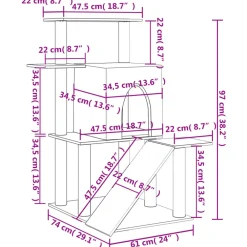 Maison Exclusive - Arbre à chat avec griffoirs en sisal gris clair 97 cm Discount