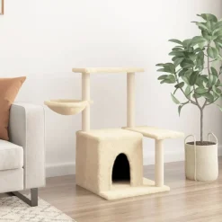 Maison Exclusive Arbres À Chat Et Jouets | - Arbre à chat avec griffoirs en sisal crème 83 cm