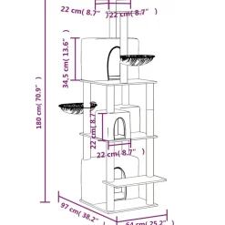 Maison Exclusive Arbres À Chat Et Jouets | - Arbre à chat avec griffoirs en sisal gris clair 119 cm