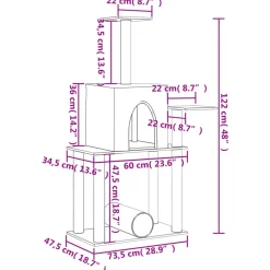 Maison Exclusive Arbres À Chat Et Jouets | - Arbre à chat avec griffoirs en sisal gris clair 122 cm
