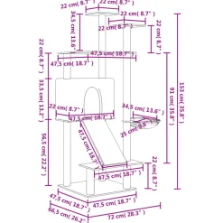 Maison Exclusive - Arbre à chat avec griffoirs en sisal gris foncé 153 cm New