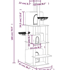 Maison Exclusive Arbres À Chat Et Jouets | - Arbre à chat avec griffoir en sisal gris foncé 59 cm