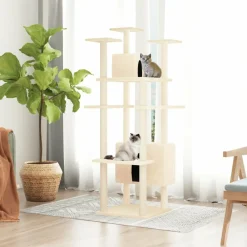 Maison Exclusive - Arbre à chat avec griffoirs en sisal crème 162 cm Clearance