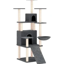 Maison Exclusive - Arbre à chat avec griffoirs en sisal gris foncé 154 cm Outlet